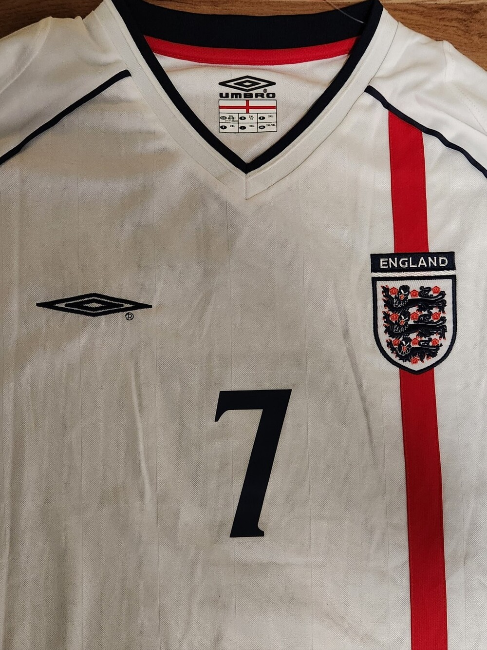 England Beckham #7 Long Sleeve 2002 Jersey XXL 🏴 - Picture 3 of 7